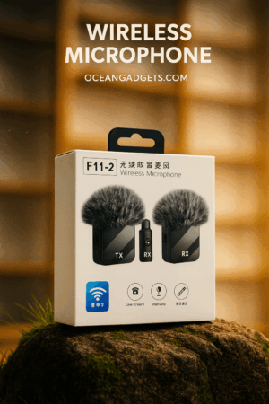 Ocean Gadgets F11‑2 Wireless Collar Microphone – 3‑in‑1 Compatibility | 99% Noise Cancellation | 5–6 H Battery | Dual Mic
